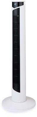 GEEPAS 37 Tower Fan with Remote Control | Bladeless Oscillating Cooling Digital Touch Display, 3 Speed Levels 4 Wind Modes With 12H Timer | Electric Standing Air Circulator for Home Office, 45W White