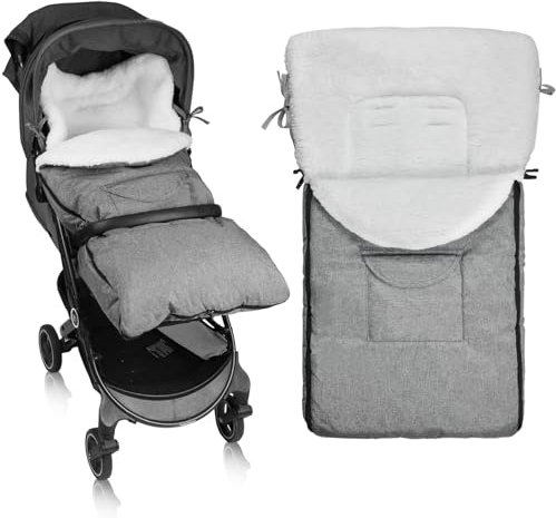 Vicloon Winterfußsack, Übergangsfußsack für Kinderwagen Buggy, Warmes Fußsack Buggy mit Reißverschluss und Kapuze, Universal Winterfußsack für alle Kinderwagen (Grau)