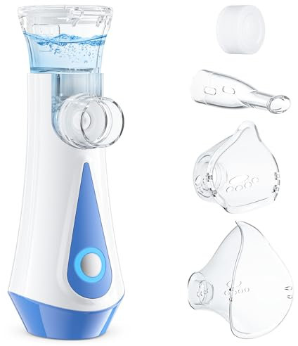 Inhalationsgerät, JOSSIS Ultra Leise Inhaliergeräte für Erwachsene, Kinder, Partikelgröße 1-5µm, Einstellbarer Sprühnebel, Aufladbarer Inhalator (Blau)