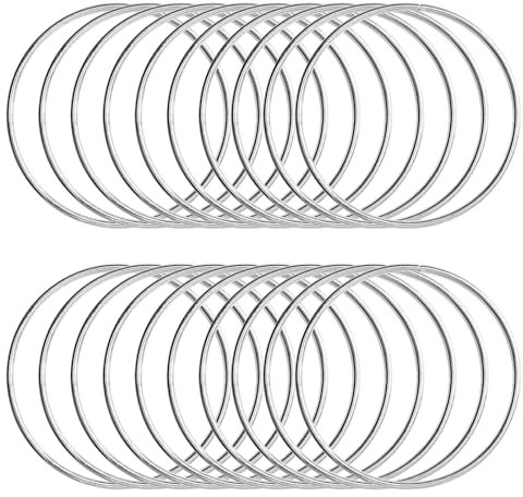 Metallringe zum Basteln 20 Stück 5cm Silber Metallringe Metall Ringe Deko für Traumfänger Ring, Makramee Ring, Wickeltechnik, Floristik,Hochzeitskranz,Hoops