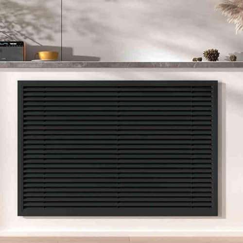 DIHRVTHC Radiator Cover Cabinet Shelf, Shielding Storage Design, Louvered Grill Shelf Cabinet, Modern Vertical Grill Slats Storage Organizer, Living Room Bedroom Bathroom Cabinet(Black,60CM)