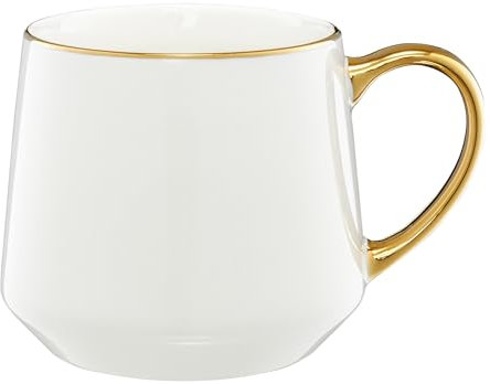 AMBITION Kaffeetasse groß 460 ml Royal Porzellantasse Goldrand für Kaffee Tee Cappuccino weiß-gold 1 Stück