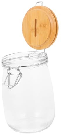 HEMOTON Glass Coin Bank with Slotted Lid for Adults, Portable Money Saving Jar Suitable for Coins and Cash Storage in Home or Office