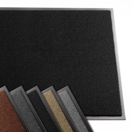 VOUNOT® Zerbino Ingresso Casa da Esterno, Tappeto Entrata Interno, Resistente Sporco, Antiscivolo e Essorbente, 90x120 cm, Nero