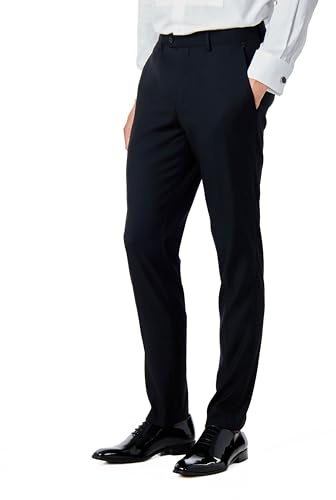 Xposed Mens Classic Plain Formal Dress Suit Trousers Tailored Fit Tapered Legs
