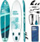 GENREEN (Extra Groß) Stand up Paddle Board für Aller Fähigkeitsniveaus, 335x86cm Aufblasbare Paddleboard für Adults mit Allem Zubehör, SUP Board mit Cam Halterung, 3 Finnen(Monstera Blue)