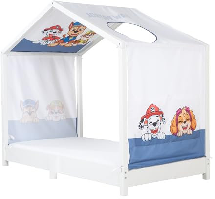 roba Bezug für Montessori Hausbetten 70 x 140 cm - Passendes Zubehör zum Umbau in Himmelbett - Inkl. 3 Aufbewahrungstaschen & Dachfenster - Hellgrau