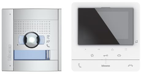 BTICINO, Flex ONE Classe 100 V16E + Sfera, 2 fili, con display LCD da 5, stazione porta SFERA allmetal, telecamera a colori di alta qualità da 5 megapixel, IP54, IK10 con trasformatore campanello