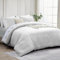 INSPIRE HOMEWARE Double Duvet set - Premium Hotel Quality Reversible Satin Stripes Duvet Cover with 2 Pillowcases, White Double Bedding Set - Soft Microfiber Quilt Bedding