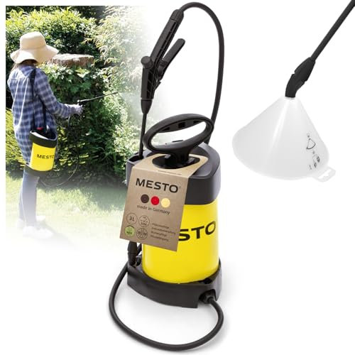 Mesto Flori COMPACT Drucksprühgerät 3L Set inkl. Spritzschirm rund | Drucksprüher 3 bar | Sprühflasche für Haus & Garten | Pumpsprühflasche für Pflanzen | Unkrautvernichter & Pflanzenschutz