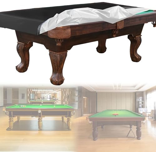 CXAFQ 7Ft Billard Tisch Staubabdeckung, Schwarz, Gewicht 350g, Enthält Eine Aufbewahrungstasche, Wasserdichtes Oxford Stoff Material, Staub- Und Sonnenschutz,Geeignet Für Innen- Und Außenpooltische