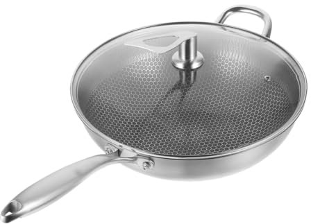 CIYODO Sartén Inoxidable Panal Wok Antiadherente de Uso Diario Cocina