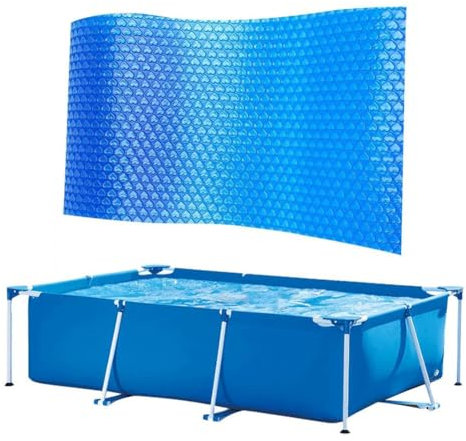 Cubierta Solar Piscina Rectangular, 300x200cm Manta Térmica Solar para Piscina, Lona de Burbujas Piscin PE Anti-UV, Impermeable y Anti-Polvo, Fundas Piscin Reduce la Contaminación y la Evaporación