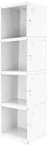 PROREGAL Spind AMEGO | HxBxT 180x30x50cm | 4 Abteile | Anbaumodul | Weiß-Weiß | Schließfach Garderobe