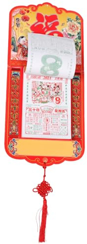 FONDOTIN Wandkalender Chinesischer Stil Traditioneller Abreißkalender Lunar Kalender Jahreskalender Drachenmotiv Praktisch Für Zuhause Jahresdekoration