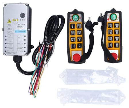 Industrielle Fernbedienung, wasserdicht, Doppelgriff, elektrischer Aufzug, kabelloser Schalter, Sender, Empfänger mit Schloss, DC24V, ABS-Material für Kranförderer,