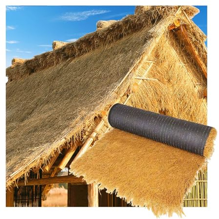 ZDQDMJ Tetto di Paglia Rotoli Di Tetto Sintetica, Palma Gialla Ultrarealistica, Per Capanno Da Giardino, Facile Da Tagliare, Bassa Manutenzione(2x4m)