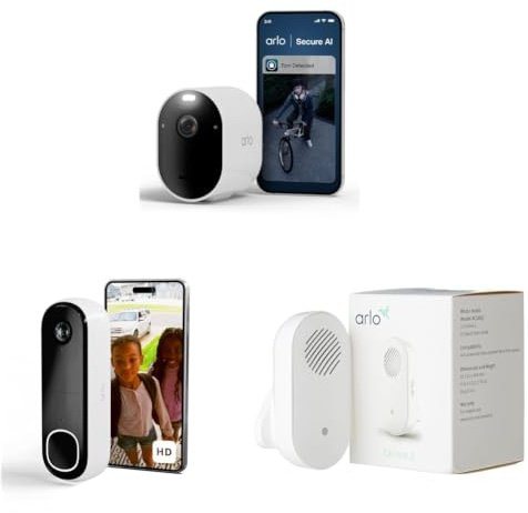 Arlo Premium Starter Home Security Kit - Pro 6 2K+HDR Security Camera Outdoor Wireless with Video Doorbell HD and Chime, Battery Operated Outdoor/Indoor Camera, Secure Trial Included, 2 Cameras, White