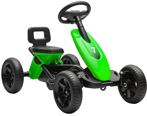 AIYAPLAY Kart à pédales pour Enfants Roues EVA Silencieux 2 à 5 Ans Vert