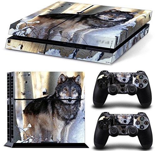DOTBUY PS4 Skin Aufkleber Sticker Design Folie schützende Haut Schale für Sony Playstation 4 Konsole und 2 Dualshock Controller (Animal Wolf)