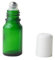 VASANA Lot de 3 flacons vides rechargeables en verre vert pour huiles essentielles, échantillons de produits cosmétiques, pots avec boule en métal et bouchon blanc pour huiles essentielles, parfum