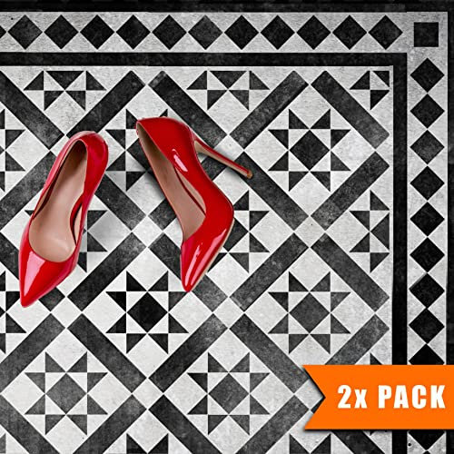 2 x Faux Tile Stencils - Paint Tile Effect on Floors Walls Furniture - Kensington 4 (100mm) Single
