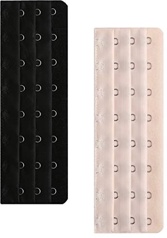 Cxapnstou Corset Bra Extender 7-18 Hook 3/4 Inch Spacing, 2pcs:8hook/Light Beige&Black, 8 Hooks