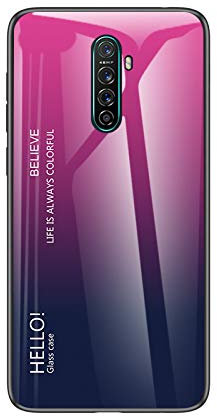 BaiFu Funda para Realme X2 Pro Cubierta de Cristal Degradado de Color Caja de Vidrio Templado Case Cover para Realme X2 Pro (Gradiente Rose)