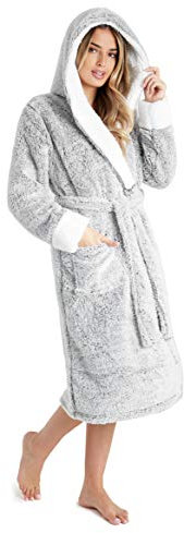 CityComfort Vestaglia Donna Invernale in Morbido Pile (Grigio bicolore, M)
