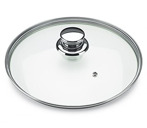 Alza Basic - Tapa de Cristal Universal 20cm, Acero Inoxidable, Compatible con Ollas, Cazuelas, Sartenes, Cazos, Orificio Extracción de Vapor