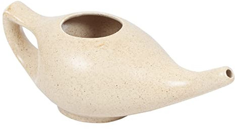 WHOLELIFEOBJECTS Leak Proof Durable Porcelain Ceramic Neti Pot Hold 230 Ml Water Comfortable Grip | Microwave and Dishwasher Safe eco Friendly Natural Treatment for Sinus and Congestion (Brown Matt)