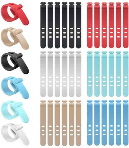 Organisateur de Cordon/36pcs Enrouleur De Câble/Attache Câbles/Rangeur De Câble Réutilisable Silicone/pour Cordes et Gestion des Câbles Les Écouteurs