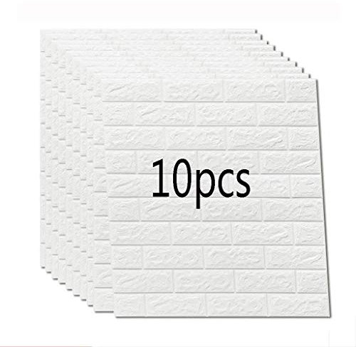 DBXD Papier Peint Papier Peint 3D en Brique Autocollant Mural Motif Brique Blanche Salon Chambre Papier Peint Auto-adhésif 70 * 77CM (10) Revêtement Mural Facile à Installer, décoration Mural