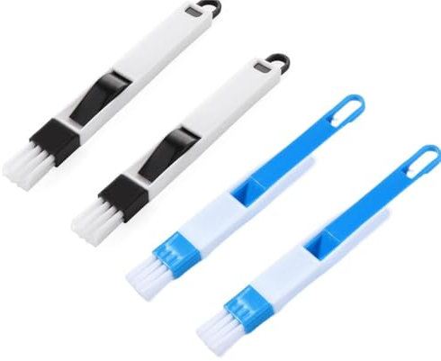 Fensterschlitze Bürste,Reinigungsbürste für Fensterschlitze,4 Pack 2-in-1Rillenreinigungsbürste Lücke Entlüftungsreinigungsbürste Reinigung Mini Dustpan und Brushe(Farbe zufällig)