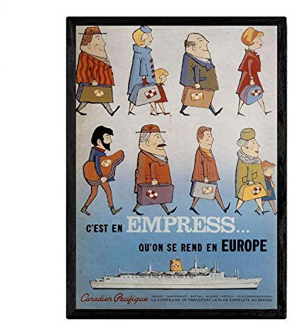 Nacnic Vintage Poster Schiff nach Europa. Blätter für Interieur mit klassischen und antiken Werbebildern zu dekorieren. Gemälde Retro-Dekor. A4-Format