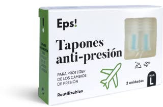 DEITERS - Eps! Tapones de Oídos Antipresión 2 Unidades, Talla L, Tapones Reutilizables y Moldeables, Protegen Cambios de Presión y Ruido, Protectores Oído, Accesorio para Viajar en Avión, Dormir Bien