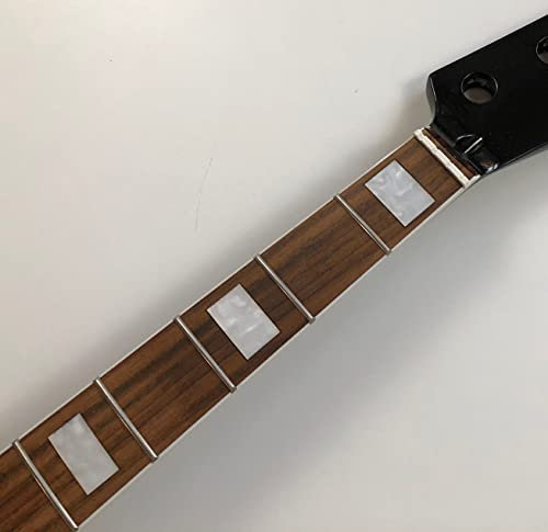 Manche de guitare basse électrique 4 cordes 20 frettes 86,4 cm en érable et palissandre incrusté Noir brillant