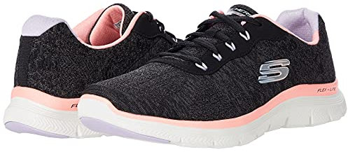Skechers Flex Appeal 4.0 Fresh Move, Zapatillas para Mujer, Black Mesh Coral Lavender Trim, 41 EU