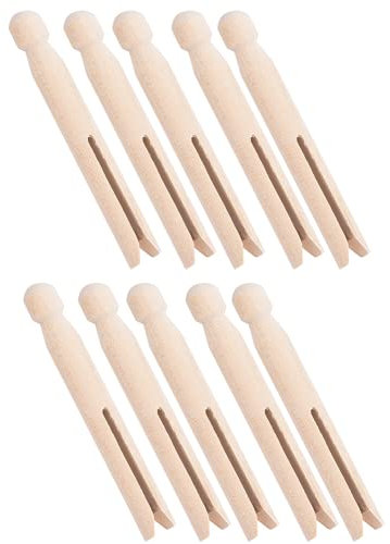 10Pcs traditionelle Holzwäscheklammern, hölzerne Dolly Kleidung Kleidungsstifte Stickerei Kreuzstichfaden Wolle Wicklung Aufbewahrungsstangen Nähen