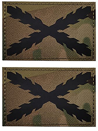 Parche reflectante infrarrojo IR Español Nacional Real Tercios Bandera de Cruz de Borgoña, bandera de España DIY Emblema Moral Tactical Militar Brazalete Insignias Decorativas Parches Apliques