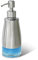 ILIKEPOW Soap Dispenser Clear Glass Liner Brushed Nickel Stainless Steel Case and Pump with Labels Washing up Liquid Dispenser for Kitchen, Bathroom