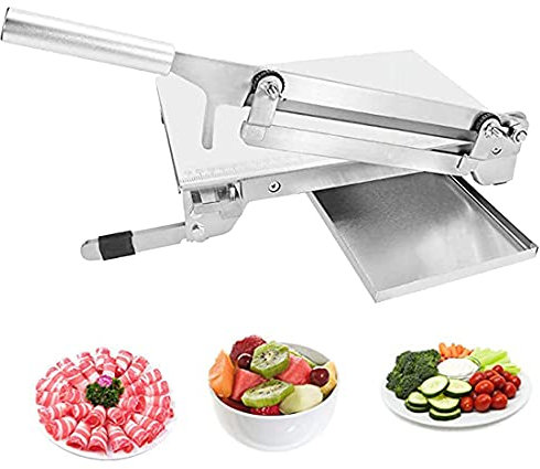 Stainless Steel Manual Frozen Meat Slicer, Deli Slicer for Home Cooking,Slicer with Spare Blade,for Hot Pot Shabu Sukiyaki Korean BBQ Pork Beef Jerky Mutton Roll