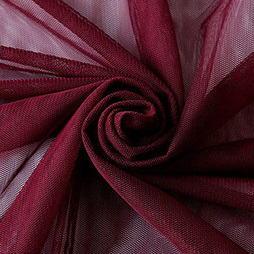 160cm x 5m Tüll Stoff Tüllband Tüll Dekostoff für Hochzeit Geburtstag Weihnachten Fest Kommunion Party Deko,Nähen von Brautschleiern Hochzeitskleid Tischläufer Tutu Röcken Geschenk-Schleife, Weinrot