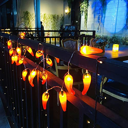 9,8 FT 20 LED hellrot Lichterkette Pfeffer Fee Nachtlicht Nachtlicht Gemüse Laternen Chili Twinkle Weihnachtsküche Dekoratives Licht (USB, Chili-C)