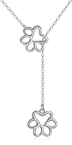 YFN Pfote Halskette Sterling Silber Double Pfote Y Anhänger Halskette Welpen Pfoten Schmuck für Frauen