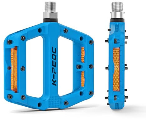 K PEDC Fahrradpedale mit reflektierenden Streifen, Rennrad-/MTB-Fahrradpedale, universal, 9/16 Zoll, Mountainbike-Pedale, 3 Kugellager, rutschfest, leicht, Nylonfaser, Fahrrad-Plattform-Pedale für