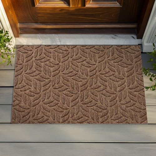 DUNE Leaves Taupe 60x90cm, innen und außen, waschbar