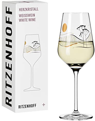 RITZENHOFF 3011008 Weißweinglas 300 ml - Serie Herzkristall Nr. 8 - Glas mit Japanmotiv in Roségold - Made in Germany