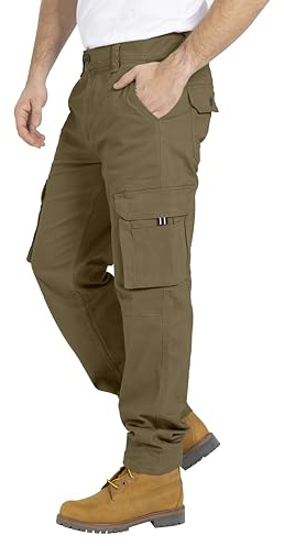 BlauerHafen Herren Cargo Hose, Gerade geschnittene Stretch Schwerlast mit 12 Taschen Freizeithose, Combat Arbeitshose, Relaxed Fit Cargo-Hose Größen 32W–44W