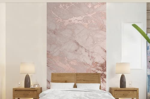 MuchoWow Papier peint Marbre - Rose - Luxe - Aspect marbre - Paillettes - Design Papier peint photo 120x240 cm Papier peint imprimé